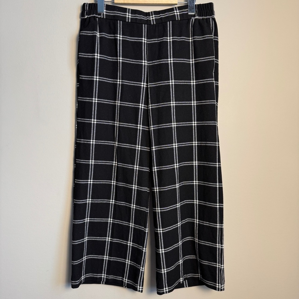 Old Navy Men's Black Patch‎ Plaid Cropped Lounge Pants Elastic Waist Size Medium